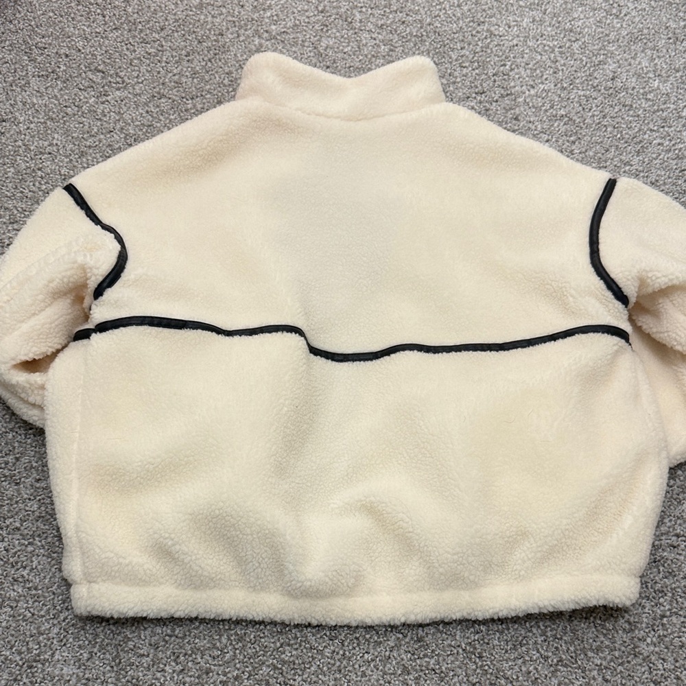 Source Unknown Cream Teddy Jacket With Black Trim - image 3